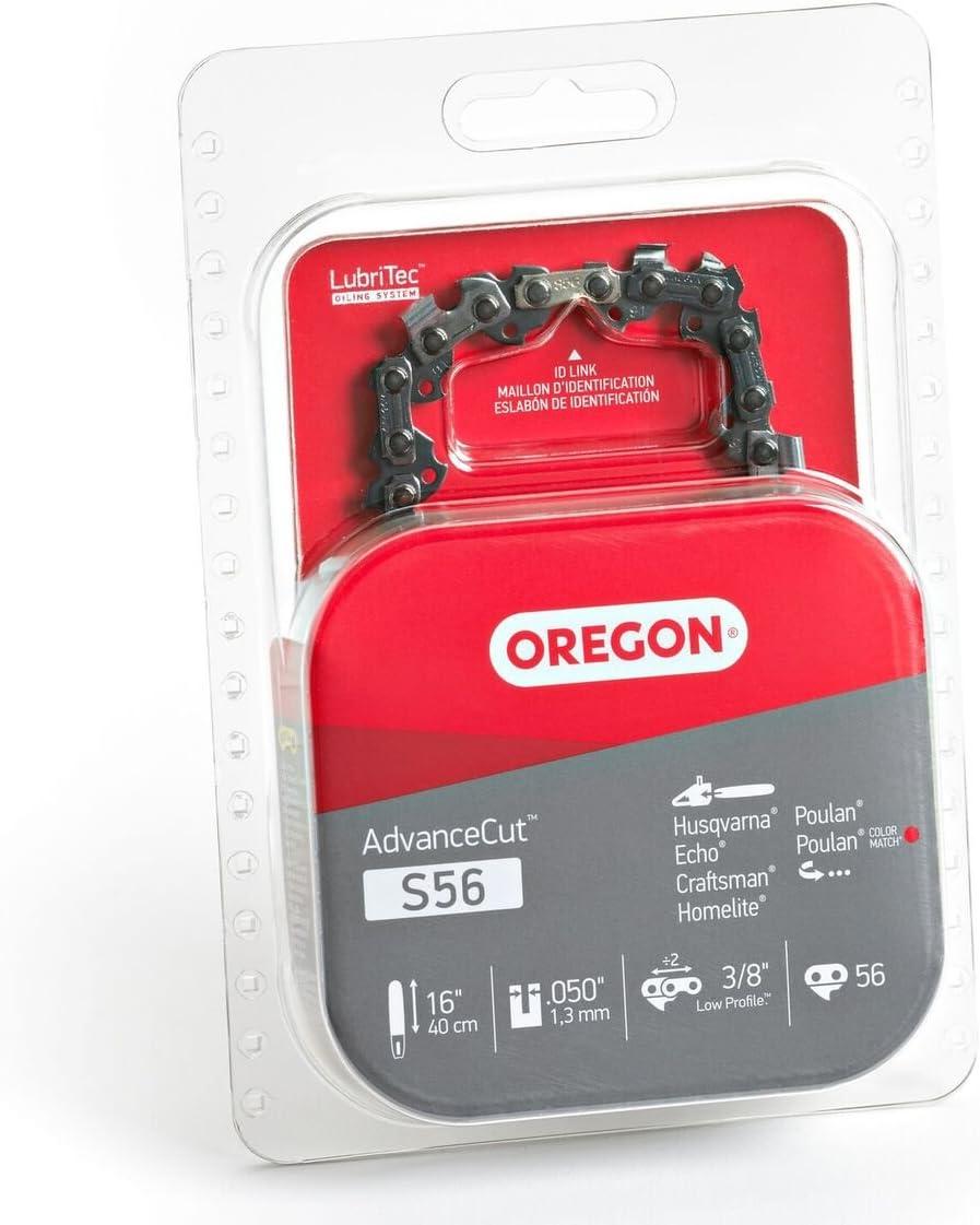 imageOregon S56 AdvanceCut Chainsaw Chain for 16Inch Bar 56 Drive Links Lowkickback chain fits Makita Echo Husqvarna Wen and more Grey1 Pack
