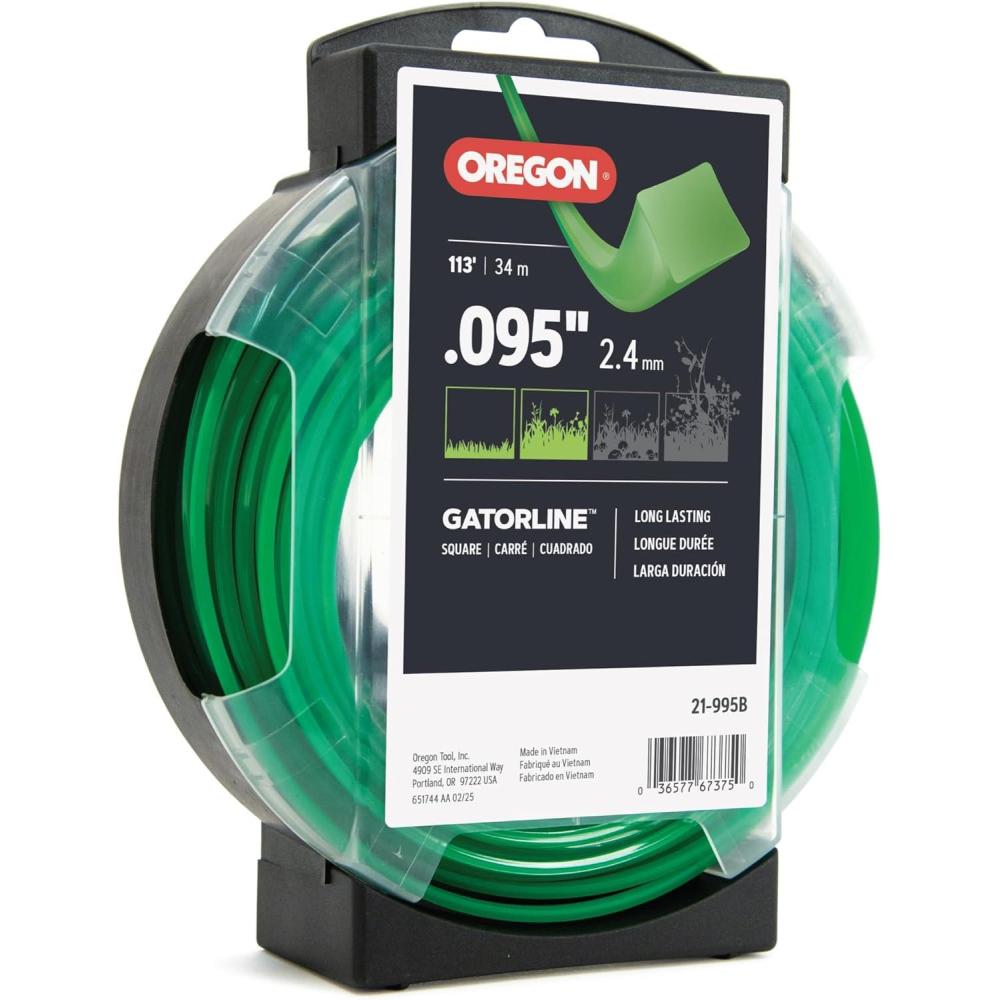 imageOregon 21095 Gatorline 5Pound Spool of 095Inchby1145Foot SquareShaped String Trimmer Line GreyBlack155inch diameter