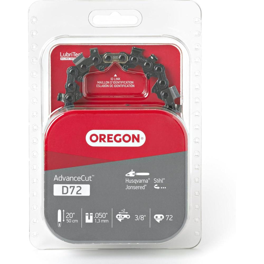 imageOregon D72 AdvanceCut Chainsaw Chain for 20Inch Bar 72 Drive Links Lowkickback Fits Husqvarna Stihl Dolmar Jonsered and more Gray
