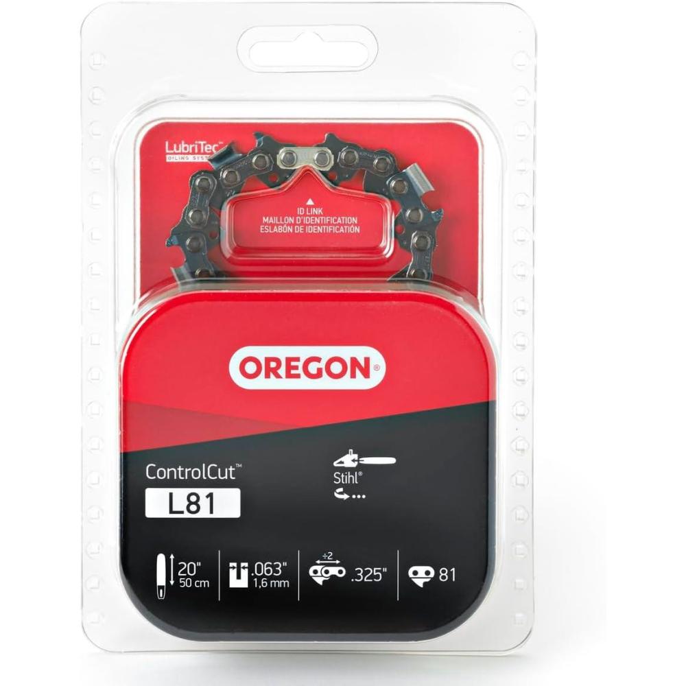 imageOregon L81 ControlCut Chainsaw Chain for 20Inch Bar 81 Drive Links Lowkickback chain fits several Stihl models GrayL8122BPX Micro Chisel version