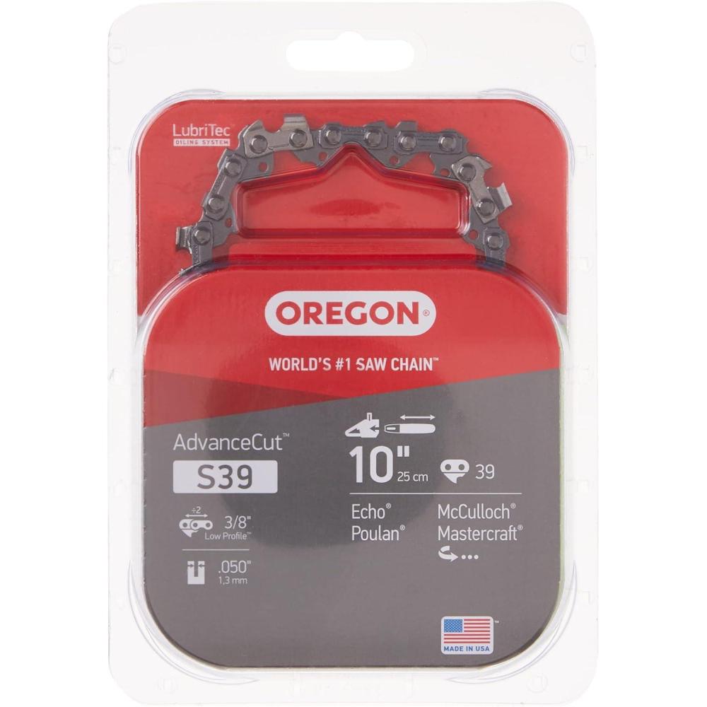 imageOregon S39 AdvanceCut Replacement Chainsaw and Pole Saw Chain for 10Inch Guide Bars 39 Drive Links Pitch 38quot 050quot Gauge Fits Atlas Makita Poulan and More