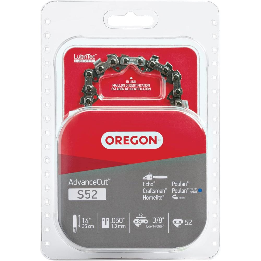 imageOregon S52 AdvanceCut Chainsaw Chain for 14Inch Bar  52 Drive Links  lowkickback chain fits Dolmar Ryobi Echo and more  Grey1 Pack
