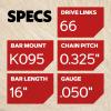 Oregon 18-Inch Replacement Chainsaw Bar and M72 SpeedCut Chain Combo, 72 Drive Links, Pitch: .325″, .050″ Gauge, Low Vibration (584408),Gray(16-Inch)