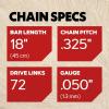 Oregon 3-Pack E72 PowerCut Replacement Chainsaw Chain for 20-Inch Guide Bars, 72 Drive Links, Pitch: 3/8″, .050″ Gauge,Grey(3-Pack 18″ 72DL .325″ .050″)