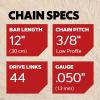Oregon Chainsaw Chains, T44 3-Pack 3/8″ LP Pitch, .050″ (1.3 mm) Gauge VXL Semi Chisel Replacement Chainsaw Chain for 12-Inch Bar, 44 Drive Links, fits Echo, Stihl, McCulloch & more (T44X3) , Gray(3-Pack)