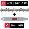 Oregon Chainsaw Guide Bar & Chain Combo, AdvanceCut Replacement for Saw Chains, with Low Kickback Chain, Bar Length 20″ (50cm), 3/8″ Pitch, 0.050″ Gauge, 70 Drive Links (27850)(chainsaw chain)