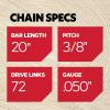 Oregon D72 AdvanceCut Chainsaw Chain for 20-Inch Bar, 72 Drive Links, Low-kickback, Fits Husqvarna, Stihl, Dolmar, Jonsered and more, Gray