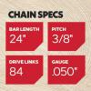 Oregon E84 Full Chisel Professional Chainsaw Chain for 24″ Bar, 84 Drive Links, .050″ Gauge, 3/8″ Pitch, 72EXL, Fits Husqvarna, Stihl(LPX PowerCut Chain (Original))