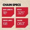 Oregon L68 ControlCut Chainsaw Chain for 18-Inch Bar, 68 Drive Links, .325″ Pitch, .063″ Gauge, Fits Several Stihl Models (22BPX068G),Grey(L68/22BPX (Micro Chisel version))