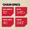 Oregon R40 AdvanceCut Chainsaw Chain for 10-Inch Bar – 40 Drive Link Replacement Chainsaw Blade, .043 Inch Gauge, 3/8 Inch Pitch, fits Remington, Husqvarna, Ryobi and more,Gray(1 pack)