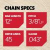 Oregon R45 AdvanceCut Chainsaw Chain for 12-Inch Bar, 45 Drive Links, low-kickback chain fits Dewalt, Craftsman, Makita and more(R45 Chainsaw Chain)
