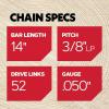 Oregon S52 AdvanceCut Chainsaw Chain for 14-Inch Bar – 52 Drive Links – low-kickback chain fits Dolmar, Ryobi, Echo and more , Grey(1 Pack)