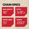 Oregon S57 AdvanceCut Replacement Chainsaw Chain for 16-Inch Guide Bar, 57 Drive Links, Pitch: 3/8″ Low Profile, Low Vibration, .050″ Gauge