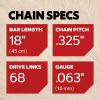 Oregon V81 PowerCut Chainsaw Chain for 20-Inch Bar, 81 Drive Links, .325″ Pitch, .063″ Gauge (22LPX081G),Grey(18″ 68DL .325″ .063″)