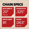 Oregon V81 PowerCut Chainsaw Chain for 20-Inch Bar, 81 Drive Links, .325″ Pitch, .063″ Gauge (22LPX081G),Grey(3-Pack 20″ 81DL .325″ .063″)