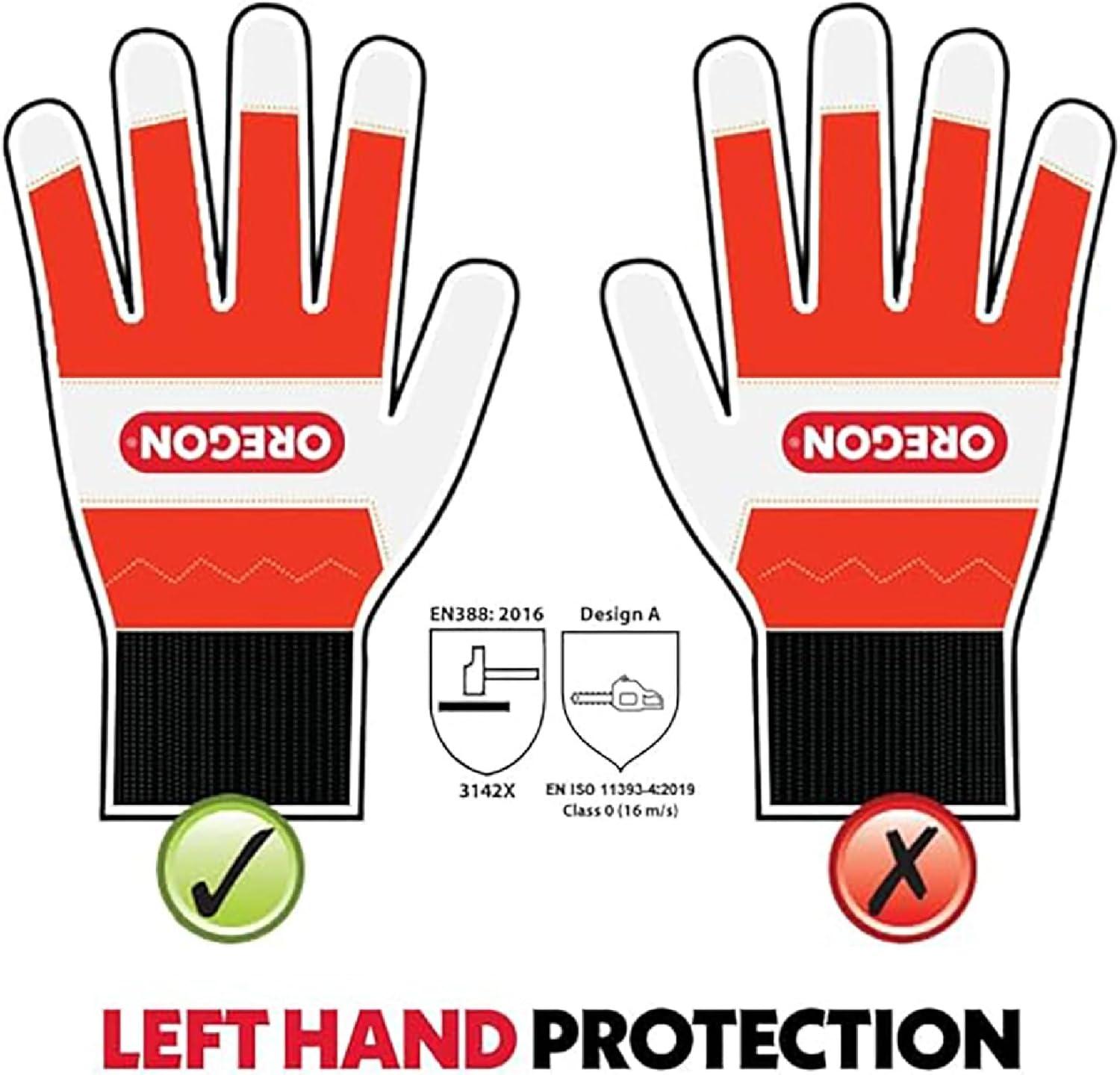 imageOregon Chainsaw LeftHand Protection Leather Gloves Medium size 9 91305MSize 11 Pack of 1