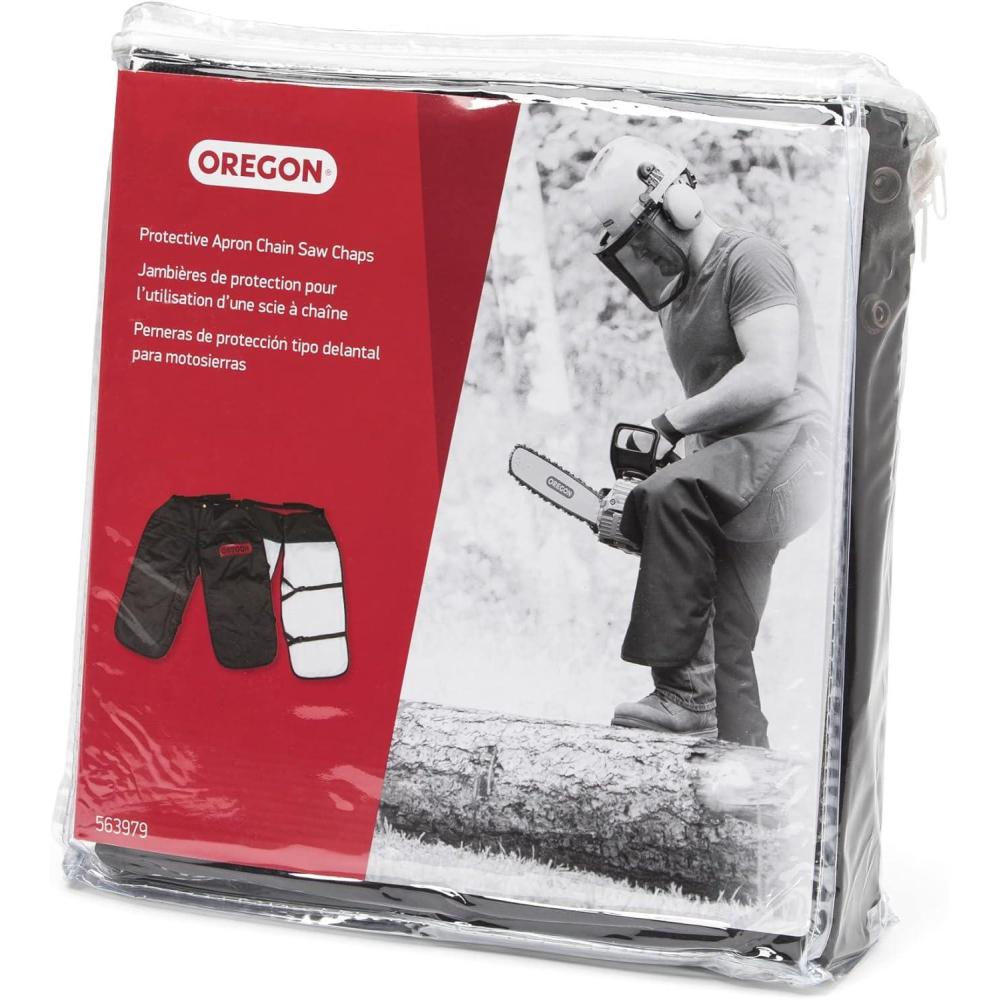 imageOregon Protective Chainsaw Chaps for Cutting and Logging 8 Layers Lightweight Breathable Material One Size Fits All Black 563979