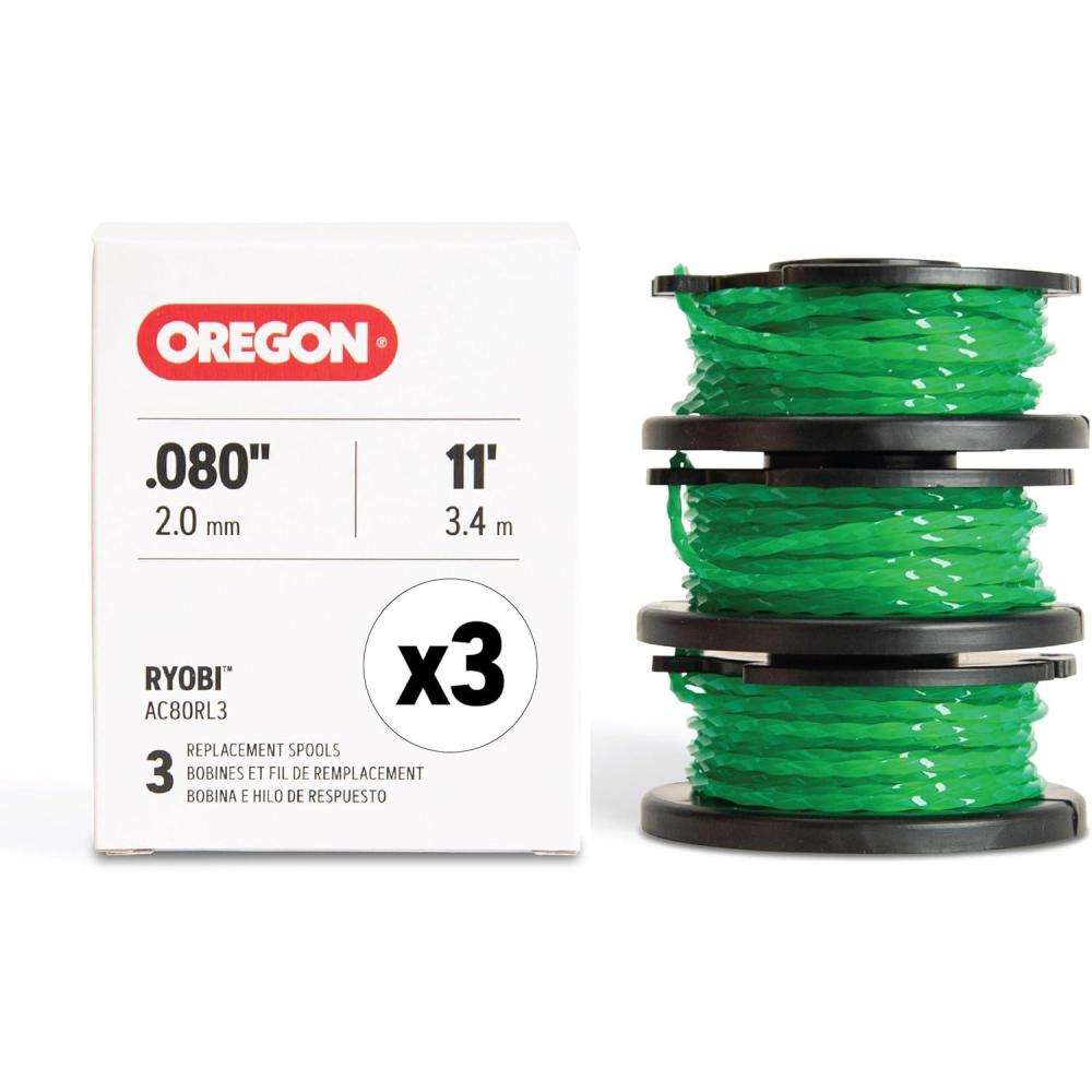 imageOregon PreFilled Trimmer Spool Lines for Ryobi Guaranteed Fit for AC80RL5 Fits Ryobi One 13 inch Trimmers 18V 24V 40V Fitted with Oregon Gatorline Square Twist Spool 0080inch 5PackFor Ryobi AC80RL3