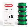 Oregon Pre-Filled Trimmer Spool Lines for Ryobi, Guaranteed Fit for AC80RL5, Fits Ryobi One+ 13 inch Trimmers (18V, 24V, 40V), Fitted with Oregon Gatorline Square Twist Spool, 0.080inch, 5-Pack(For: Ryobi AC80RL5)