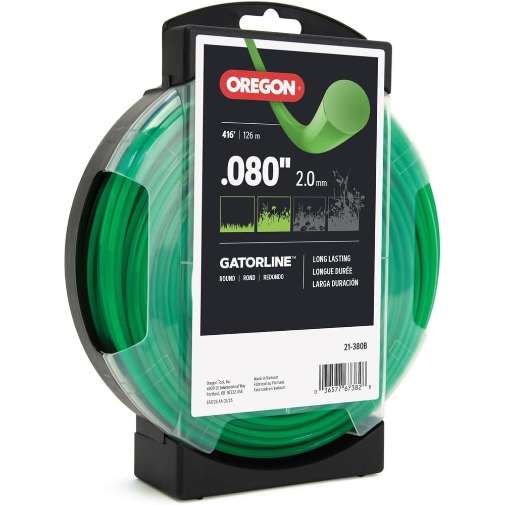 image:imageOregon 0080 in Gatorline Round Weed WackerString Trimmer Line 1 lb 416 ft Bulk Donut Fits Stihl DeWalt Ryobi and Greenworks 21380B416 Round